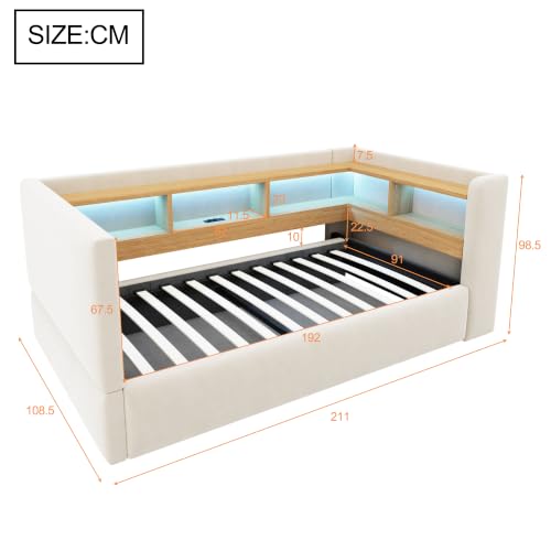 Sofá cama tapizado de 90x190 con compartimentos funcionales para dormitorios pequeños 3