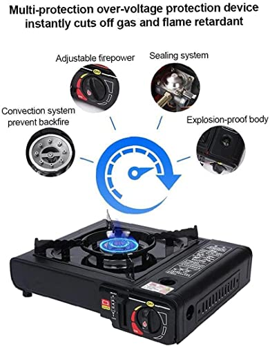 GO2CAMPS Auto Ignition Camping Stove with 4- Butane Gas Cartridges –High Quality Portable Outdoor Gas Burner with Storage Case, Ideal for Camping, Picnic, Travel, Hiking, and Outdoor Cooking