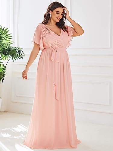 Image of Ever-Pretty Plus Women's Chiffon Maxi Plus Size Formal Bridesmaid Dresses