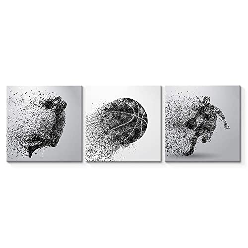 Wall26 3 Panel Canvas Wall Art Play Basketball Pictures Home Wall Decorations For Bedroom Living Room Paintings Canvas Prints Framed - 12"X12"X3 Panels #TOP23