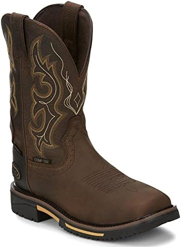 Justin Men's Joist Rustic Waterproof Western Work Boot Composite Toe Distressed Brown 13 D(M) US | Image 1