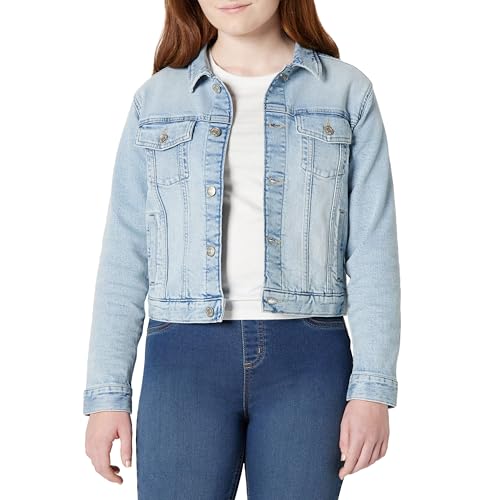 Amazon Essentials Unisex Kinder Jeans-Truckerjacke Mit Mittlerer Dehnbarkeit Und Normaler Passform, Hell-getöntes Eis, 8 Jahre