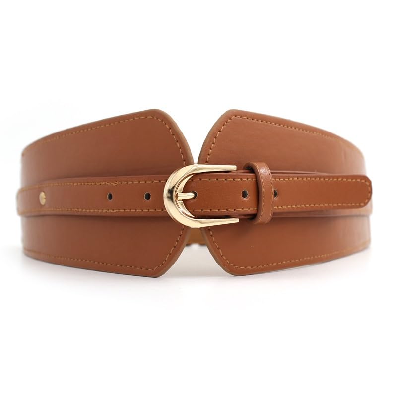 Wide Belt Female Pin Buckle Decoration Dress Elastic PU Elastic Waist Seal Retro Corset Female