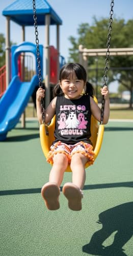 Image of Unique Baby Girls Toddler Big Kid Sleeveless Tank with Pom Pom 2pc Shorts Set Outfit