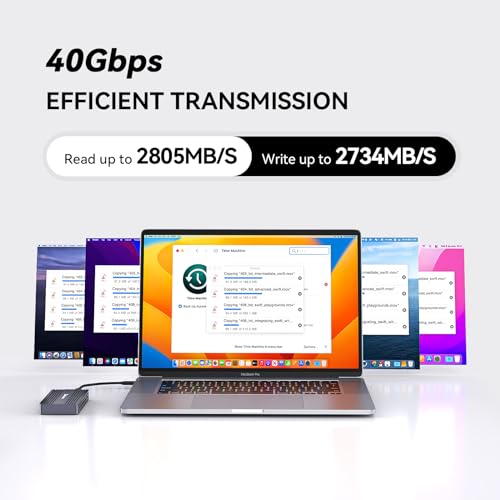 Minisopuru 40Gbps M.2 NVMe SSD Enclosure with Thunderbolt Cable, 8TB Thunderbolt NVME Enclosure for M1 M2 Pro/Max, USB4/3.2/3.1/3.0/2.0, Thunderbolt Enclosure Support 2280/2260/2242/2230 M & B+M-Key - Image 3
