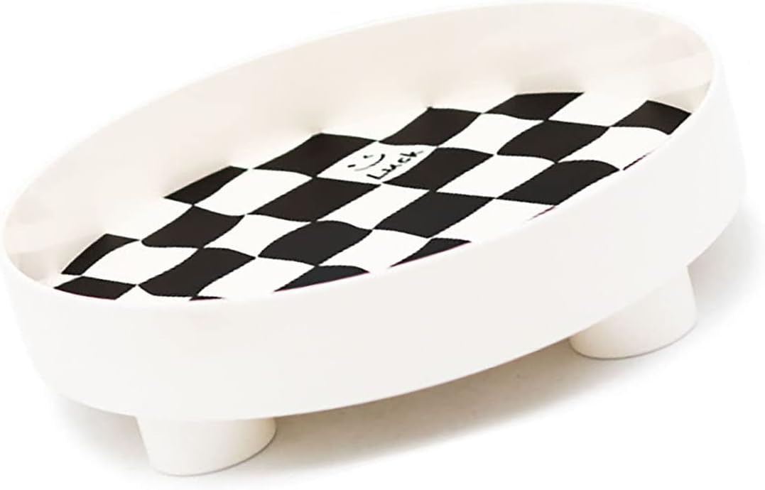 Serving Platter, Decorative Trays for Home Decor Large Serving Tray with Checkerboard Design Plastic Round Container Tray, Large Capacity Round Storage Organizer, Round Storage