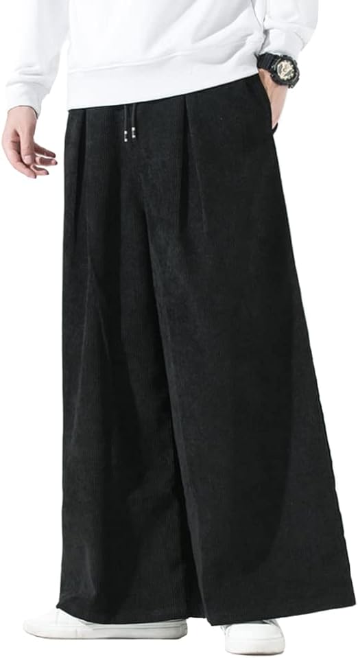 HAORUN Men Baggy Corduroy Pants Wide 
