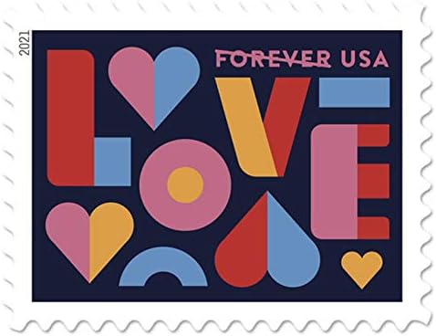 Love 2021 Forever Postage Stamps Sheet of 20 US Postal First Class Valentine Wedding Celebration Anniversary Romance Party (20 Stamps)