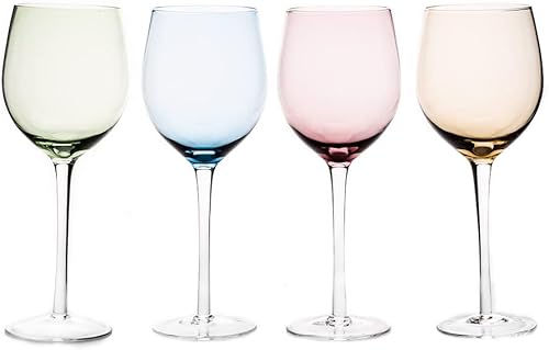EVEREST - Juego de 4 copas de vino de colores grandes de 16 onzas para vino tinto o blanco, cócteles, copas de vino para fiestas, ocasiones