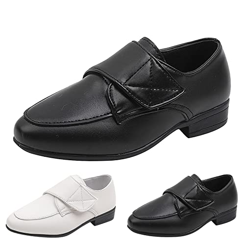 Fashion Children Boys Leather Shoes Pointed Low Heel Solid Color Hook Loop Slip On Comfortable Boots for Girls3