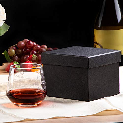YWHL Stemless Burgundy Wine Glass with Funny Saying for Women 13 oz - Unique Wine Gift for Wine Lovers - Perfect for Red and White Wines - Dishwasher Safe