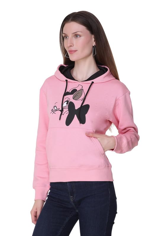 Image of Raves Womens Stylish Printed Hoodie | Trendy Cotton Fleece Hooded Sweatshirt for Women & Girls | Full Sleeve Winter Wear Pullover