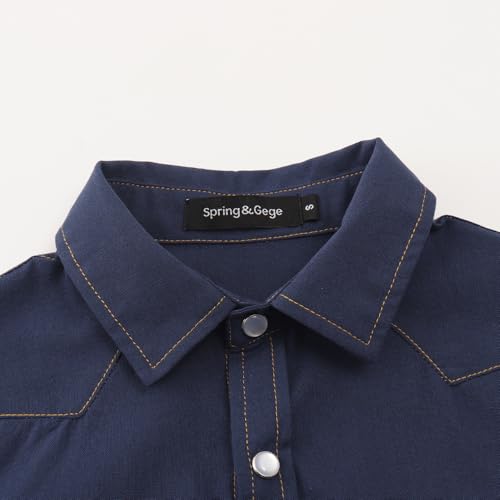 Image of Spring&Gege Boys' Long Sleeve Western Cowboys Pearl Snap Button Down Shirts (5-14 Years)