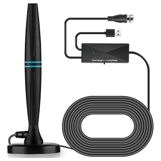 TV Antenna Indoor, Antenna for Smart TV, Support 4K 1080p with Signal Booster for Local Channels, 320 Miles Long Range Reception - 18ft (Dark Grey)