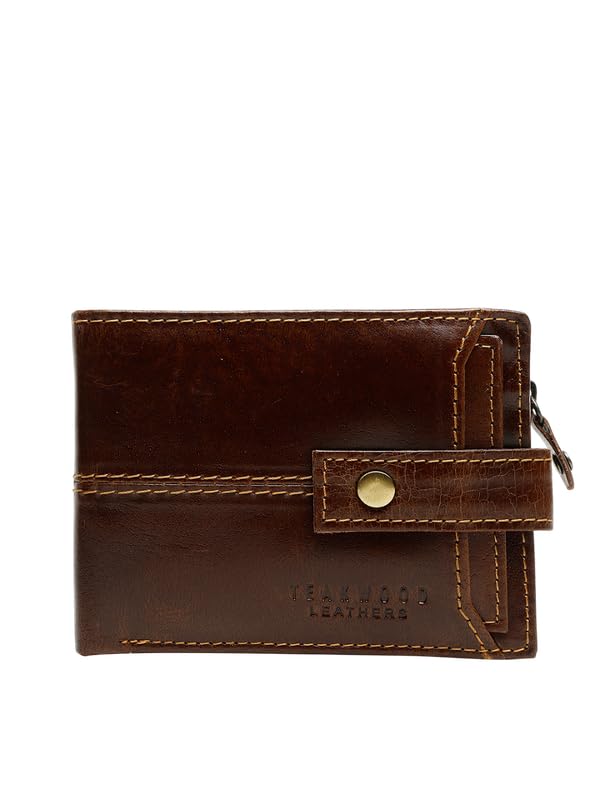Image of TEAKWOOD LEATHERS Men Leather Wallet | Genuine Leather Purse for Mens, RFID Protected Personalized Wallet | WLT 485 C Brown