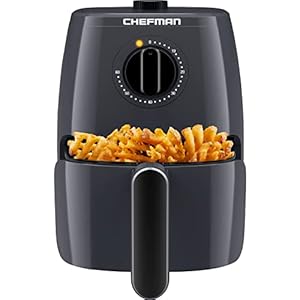 Chefman TurboFry 2-Quart Air Fryer, Dishwasher Safe Basket & Tray, Use Little to No Oil For Healthy Food, 60 Minute Timer, Fry Healthier Meals Fast, Heat And Power Indicator Light, Temp Control, Grey