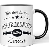 JUNIWORDS Tasse, Für den besten Elektromonteur aller Zeiten, Schwarz (6078944)