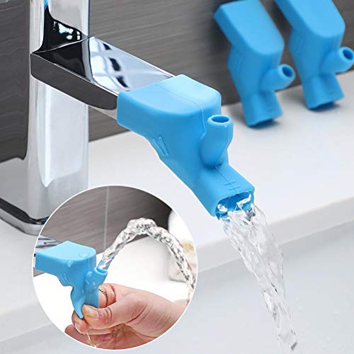 Image of 2Pcs Silicone Faucet Water Tap Extender, Kitchen Sink Faucet Extender Faucet Connector Kitchen Water Tap Extension Kitchen Sink Faucet Extender for Kids Tooth Brushing Gargle