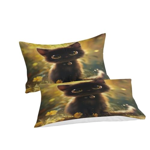 Housse de couette 220x240 chat mignon avec fermeture éclair