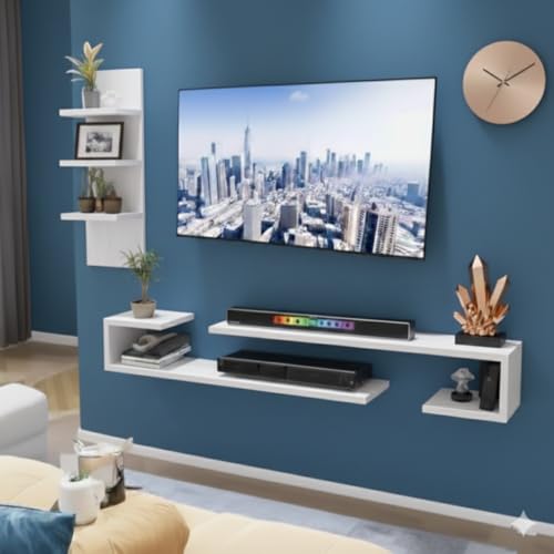 Image of C Style Tv Cabinet Floating Shelves for Wall Set,Wall Mounted Shelf for Living Room, Bedroom, Outdoor,Gallery,Stairs (Tv Cabinet)