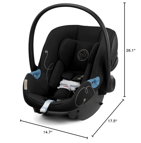 Image of Cybex Aton G Infant Car Seat with Linear Side-Impact Protection, 11-Position Adjustable Headrest, in-Shell Ventilation, Easy-in Buckle and Secure Safelock Base, Moon Black with Sensor Safe