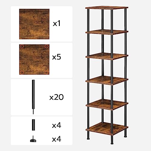 HOOBRO Regal, Bücherregal mit 6 Ebenen, schmales Eckregal, Standregal, Industrial Regal, Lagerregal, Büroregal… – Ansicht 9
