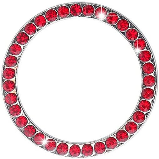 (Red) Car Engine Start Stop Switch Button Cover Decorative Auto Accessories Push Button Sticky Cover Car Interior Decoration Diamond Rhinestone Ring Compatible with L-and Cruiser Prado