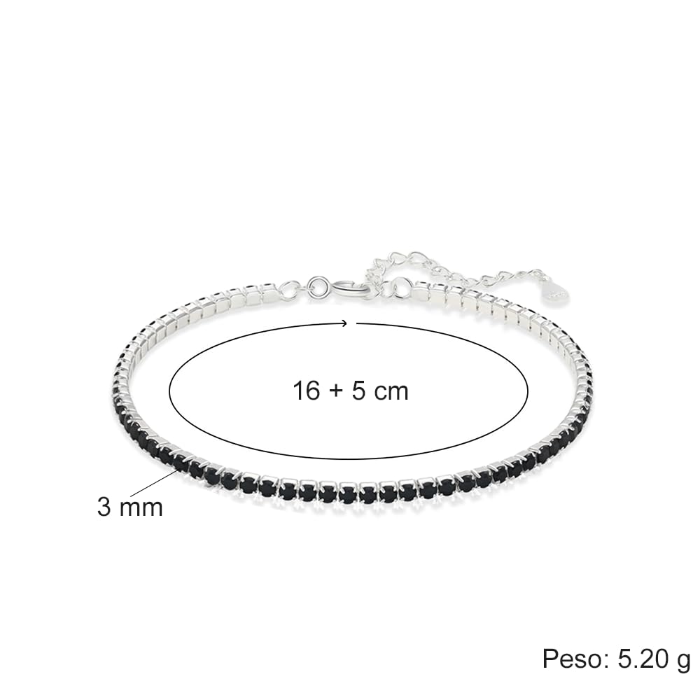Bracciale Motociclista Tennis Uomo con Pietre di Zirconia Cubica Idea regalo Compleanno per lui Finitura in Oro Bianco Argento 925 Natale biker - Cofanetto con DEDICA incluso