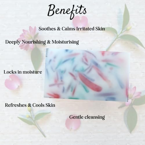 Image of Confetti Goat Milk Soap Handmade Natural Glycerine Bath Bar | Aloe Vera Charcoal Cucumber Infused Moisturizing & Hydrating Soap for Dry Sensitive Skin | Deep Cleansing Face & Body Use (110g)