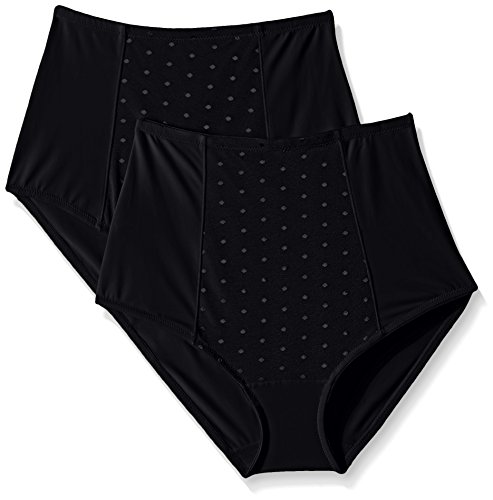 Ellen Tracy Women's Perfect Shape Control Brief with Dot Mesh, Black, Medium