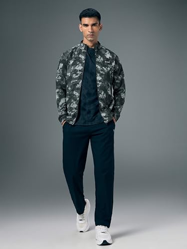 Image of TECHNOSPORT Men's Slim Fit All Over Print High Neck Jacket With TS-Flexi for Gym, Training, Winterwear