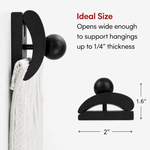 Image of Classy Clamps Quilt Wall Hangers - 4 Small Wood Clips (Black) and Screws for Wall Hangings - Wall Hanger for Quilts, Tapestry, Rugs and More