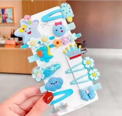 STROWBERRY Unicorn Rainbow Designer Hair Clips Stylish Lightweight Silicon Non-Slip Durable Hairpins For Kid Girls and Women (Blue, Pack of 14 Pcs) (B0CR7ZWH89) Amazon Price History, Amazon Price Tracker