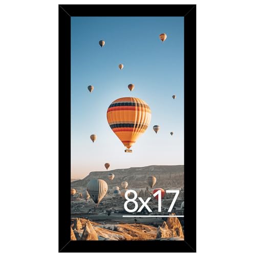 Image of JCJMY 8x17 Black Picture Frame for Poster Photo, Horizontal & Vertical Formats, Wall Hanging, 8 x 17 Wall Gallery Poster Photo Frame