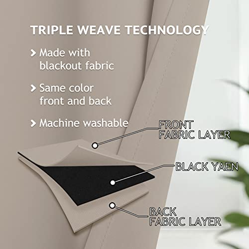 Image of COSVIYA Grommet Room Darkening Natural Curtains 63 inch Long for Bedroom | Light Blocking Insulated Thermal Curtains for Living Room, Blackout Thick Polyester Window Drapes,62x63 inches, 2 Panels