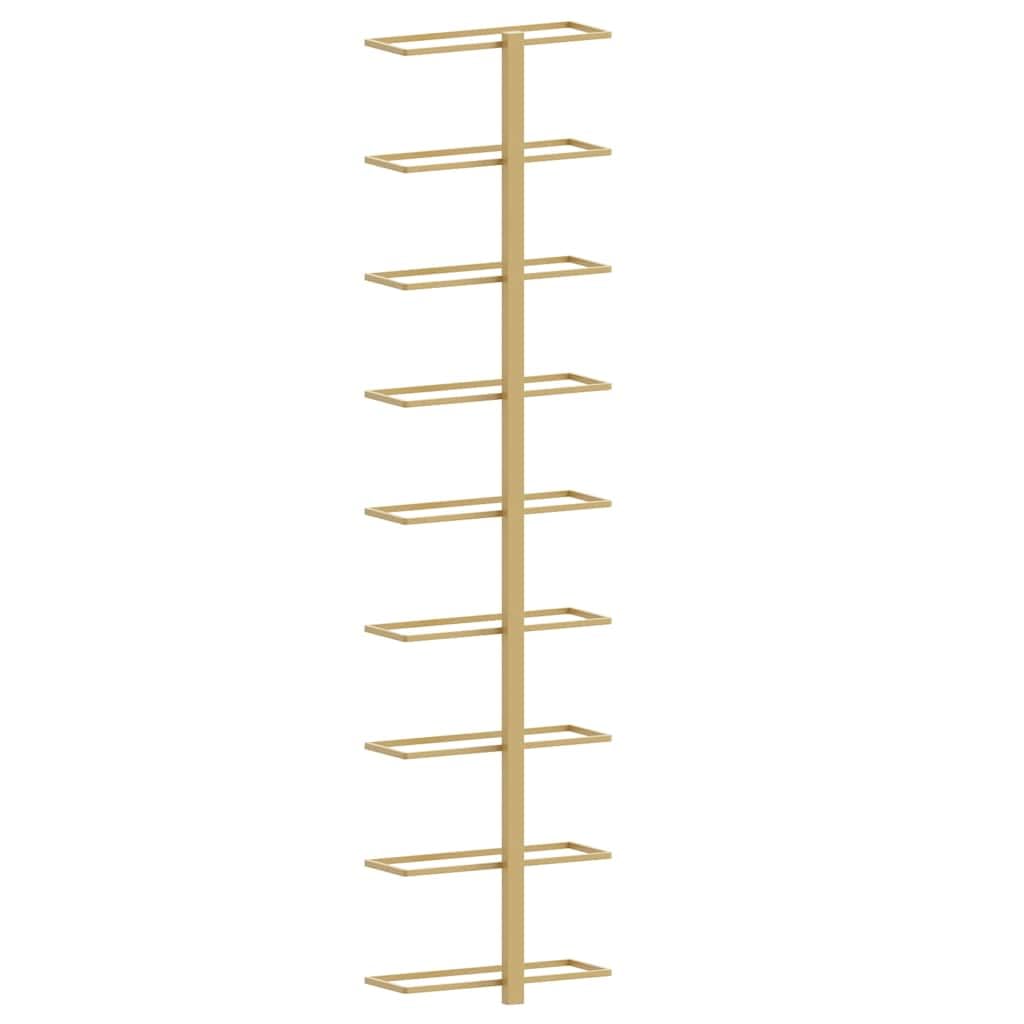 Wand-Weinregal für 9 Flaschen Golden Eisen, Modernes Weinlager Regal aus Metall, Stabile Wandhalterung für Weinflaschen Aufbewahrung, Elegantes Design für Küche Bar