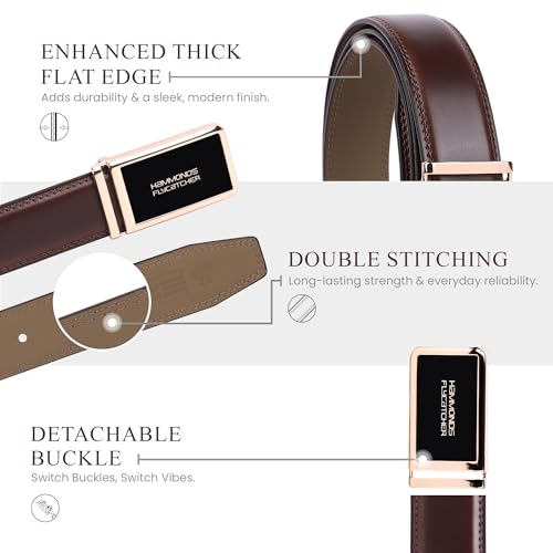 Image of HAMMONDS FLYCATCHER Belt for Men Leather Original - Adjustable Waistband up to 46 Inches Belt for Jeans & Dress Pants - 1.5 inch Width - Zinc Casted Buckle - Formal & Casual Wear - Branded Men Belts