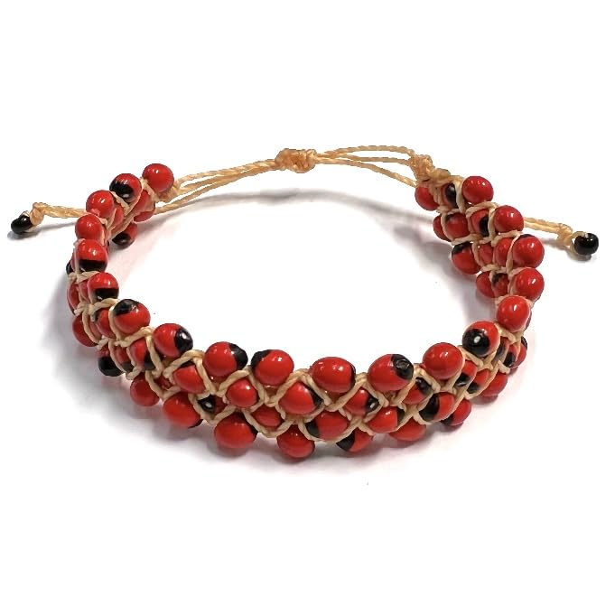 Pulsera de Peonia Ajustable, Peony Seeds Bracelet Adjustable String, Huayruro Seeds Bracelet
