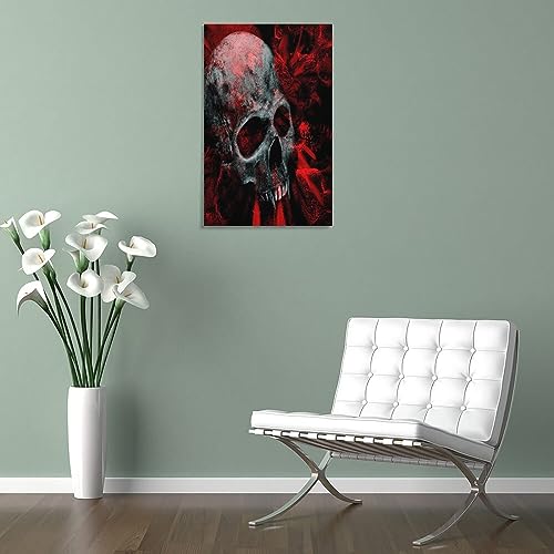 Tableau abstrait skullhead pour dynamiser un mur blanc de salon moderne triste
