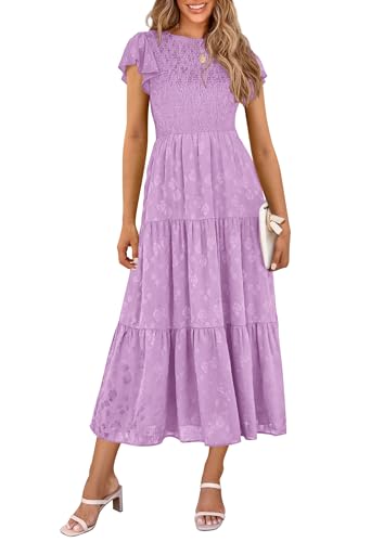 PRETTYGARDEN Midi Dresses for Women 2026 Summer Floral Cap Sleeve
