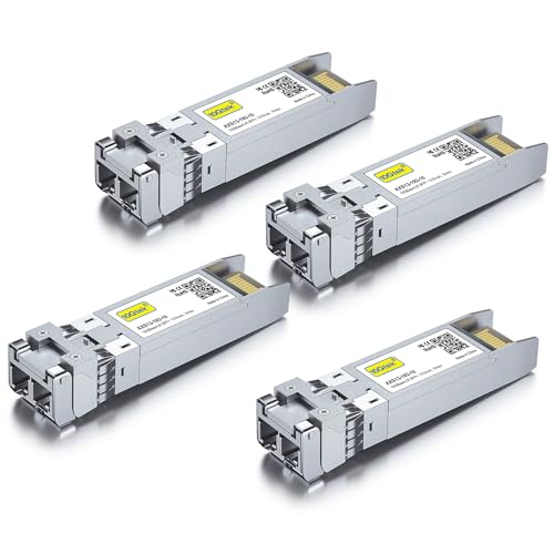 Image of 10Gtek 10GBase-LR SFP+ Transceiver, 10G 1310nm SingleMode LC Fiber Optic Module, up to 10km, for Cisco SFP-10G-LR, Meraki MA-SFP-10GB-LR, Ubiquiti UniFi UF-SM-10G, Fortinet, Mikrotik, Pack of 4