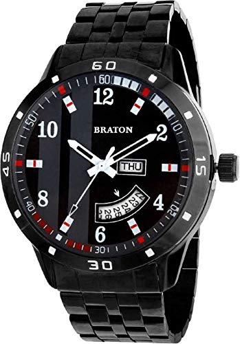 BRATON Analog Black Dial Day and Date Functioning Mens and Boys Watch (BT1939SM01)