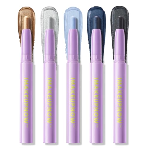 imakeupnow 5PCS Eyeshadow Stick Set Metallic Shimmer Matte Cream Eye Shadow Eyeliner Brightener Pencil Crayon - Denim Blue