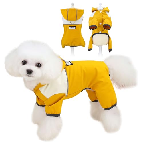 VanderHOME 犬 レインコート 雨具 防水 防風 ポンチョ 帽子付き 5サイズ 4本足 小型犬 中型犬 大型犬 柴犬 トイプードル 軽量 通気 リード穴あり ゴム付き 汚れ防止 夜間反射 着脱簡単 散歩 梅雨対策