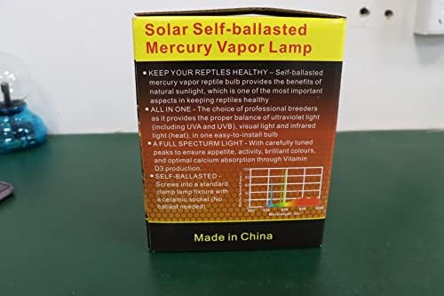 DERNORD UVA UVB Heat Bulb - Mercury Vapor Lamp 100 Watt for Turtle Snakes Bearded Dragon Vivarium Hedgehog Solar Spotlight Basking Bulbs E27 Screw