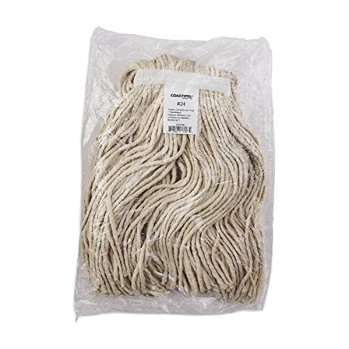 Image of Coastwide Professional Cut-End Wet Mop Head, #24, Cotton, White | 1 inch headband for facility wet mopping and floor cleaning.