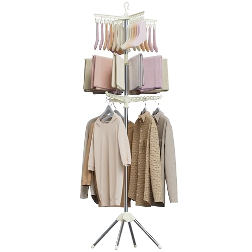 Clothes Drying Rack 3-Tier Foldable, 79.5 in, rotating rails