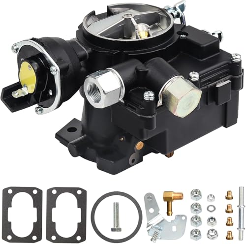 Mercruiser 3.0 Carburetor Black Marine Carb 2 Barrel for Mercruiser Carburetor 3.0L 2.5 4CYL Engine 3310-864940A01 3310-8M0045397 Mercarb w/Electric Choke & Short Long Linkage Gasket Kit