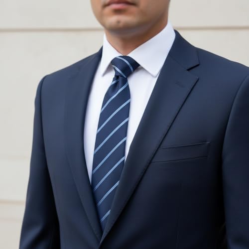 Image of Micro Fiber Stripped Neck Ties For Mens Boys Tie Length & Width - 58 Inch & 3 Inch