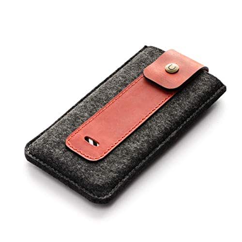 Crazy Horse Craft Custodia In Pelle Per IPhone 17 Pro Max – Pelle Italiana, Portacarte, Feltro Tedesco, Stone Grey